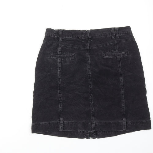 Zavanna Womens Black Cotton A-Line Skirt Size 10 Zip