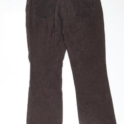 Marks and Spencer Womens Brown Cotton Trousers Size 14 L27 in Regular Zip