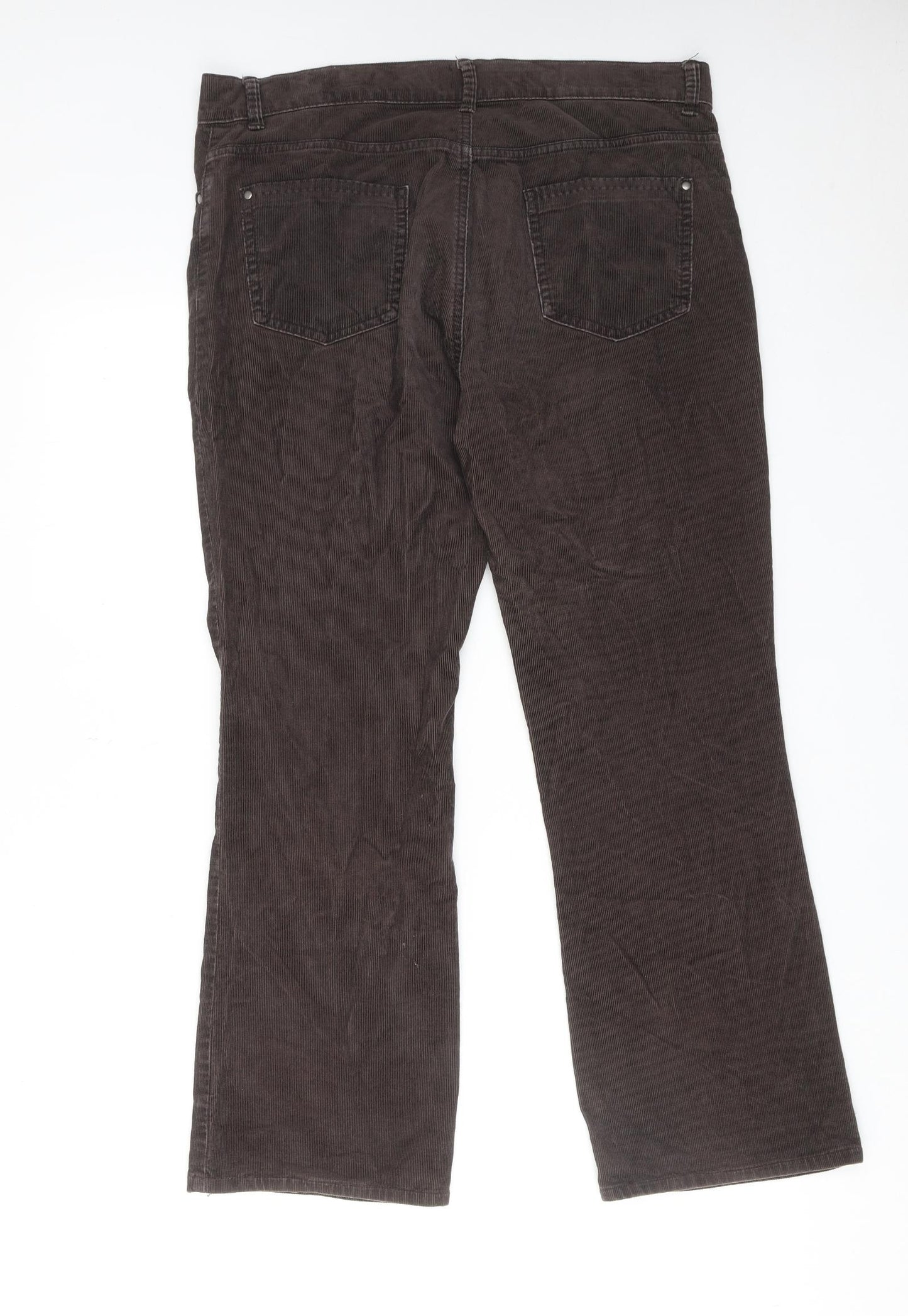 Marks and Spencer Womens Brown Cotton Trousers Size 14 L27 in Regular Zip