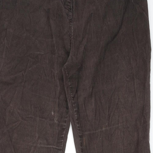 Marks and Spencer Womens Brown Cotton Trousers Size 14 L27 in Regular Zip