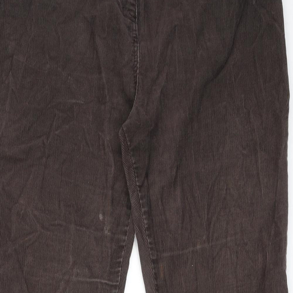Marks and Spencer Womens Brown Cotton Trousers Size 14 L27 in Regular Zip