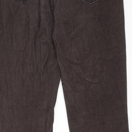 Marks and Spencer Womens Brown Cotton Trousers Size 14 L27 in Regular Zip
