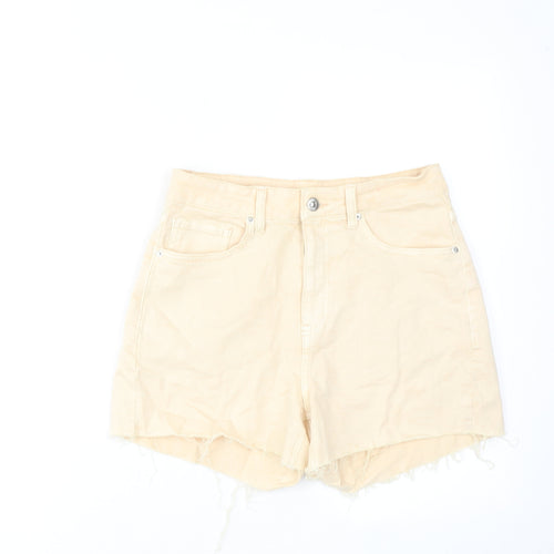 H&M Womens Beige Cotton Cut-Off Shorts Size 8 L3 in Regular Zip