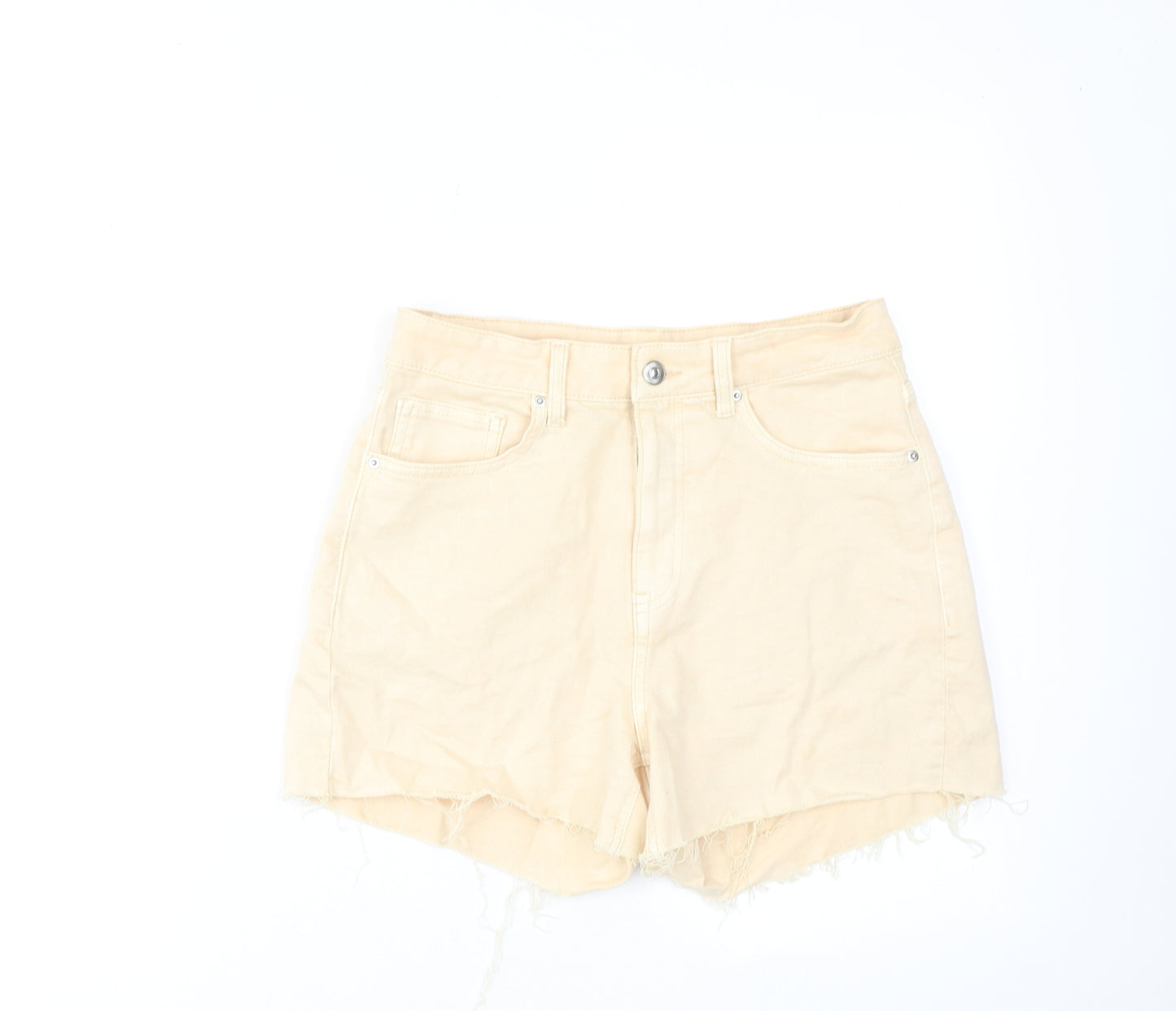 H&M Womens Beige Cotton Cut-Off Shorts Size 8 L3 in Regular Zip