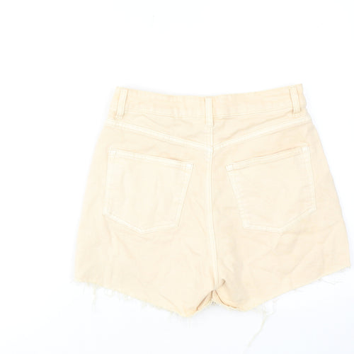 H&M Womens Beige Cotton Cut-Off Shorts Size 8 L3 in Regular Zip