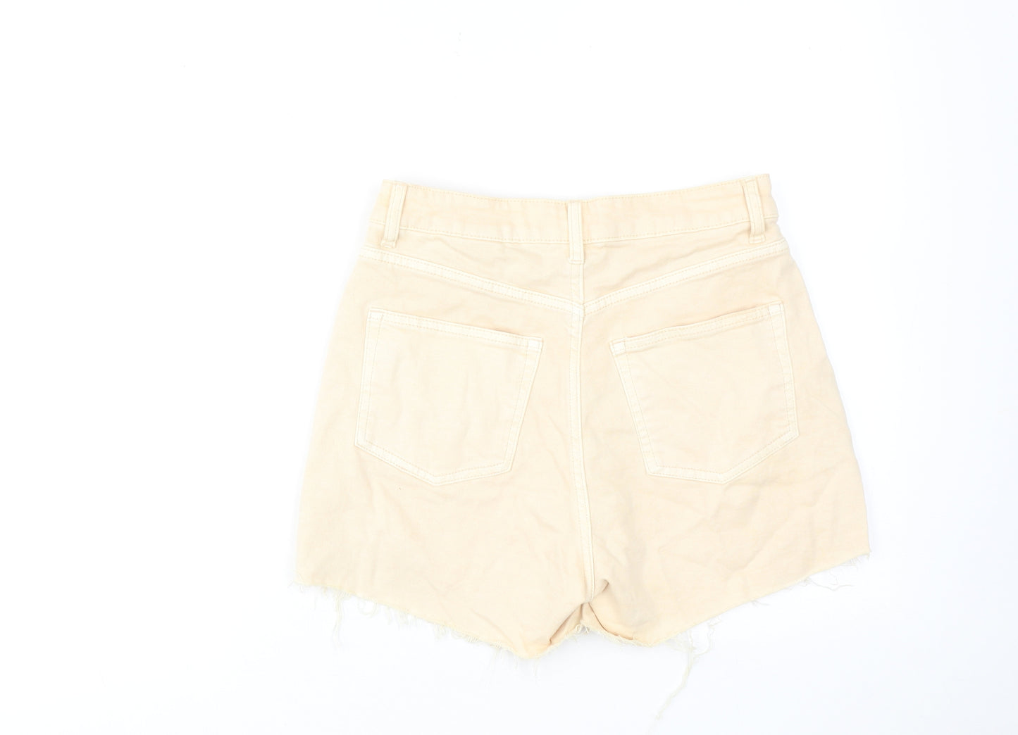 H&M Womens Beige Cotton Cut-Off Shorts Size 8 L3 in Regular Zip
