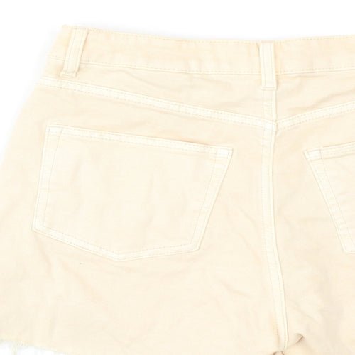 H&M Womens Beige Cotton Cut-Off Shorts Size 8 L3 in Regular Zip