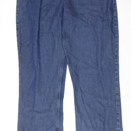 Aria Womens Blue Cotton Bootcut Jeans Size 14 L33 in Regular Zip