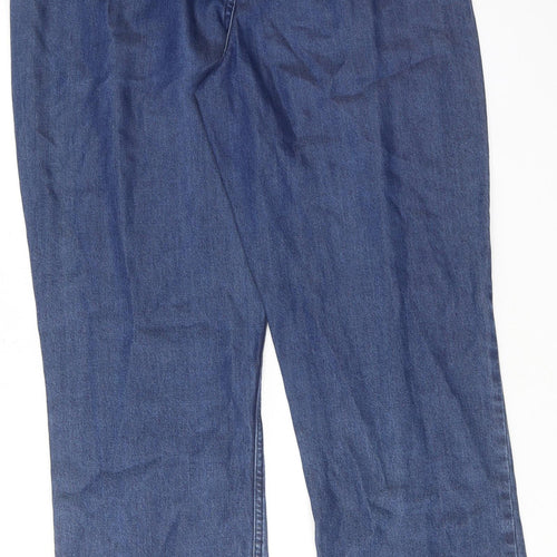 Aria Womens Blue Cotton Bootcut Jeans Size 14 L33 in Regular Zip