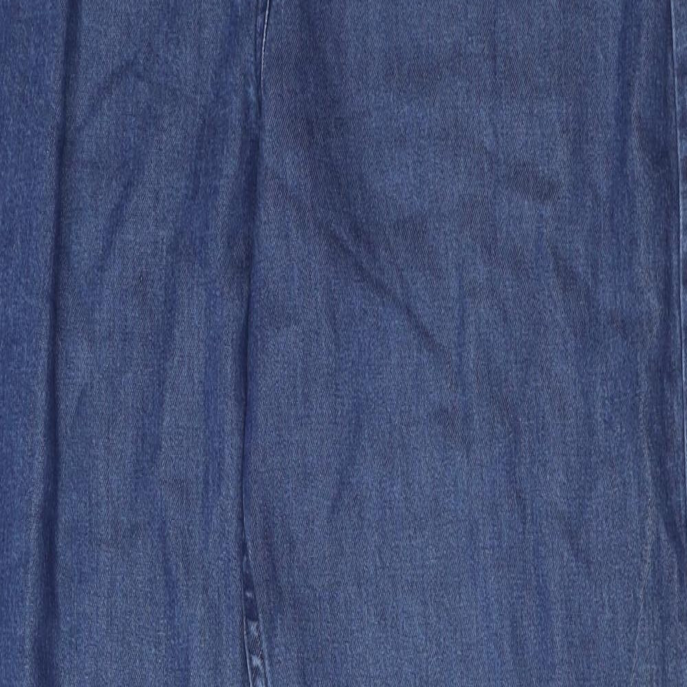 Aria Womens Blue Cotton Bootcut Jeans Size 14 L33 in Regular Zip