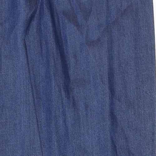 Aria Womens Blue Cotton Bootcut Jeans Size 14 L33 in Regular Zip