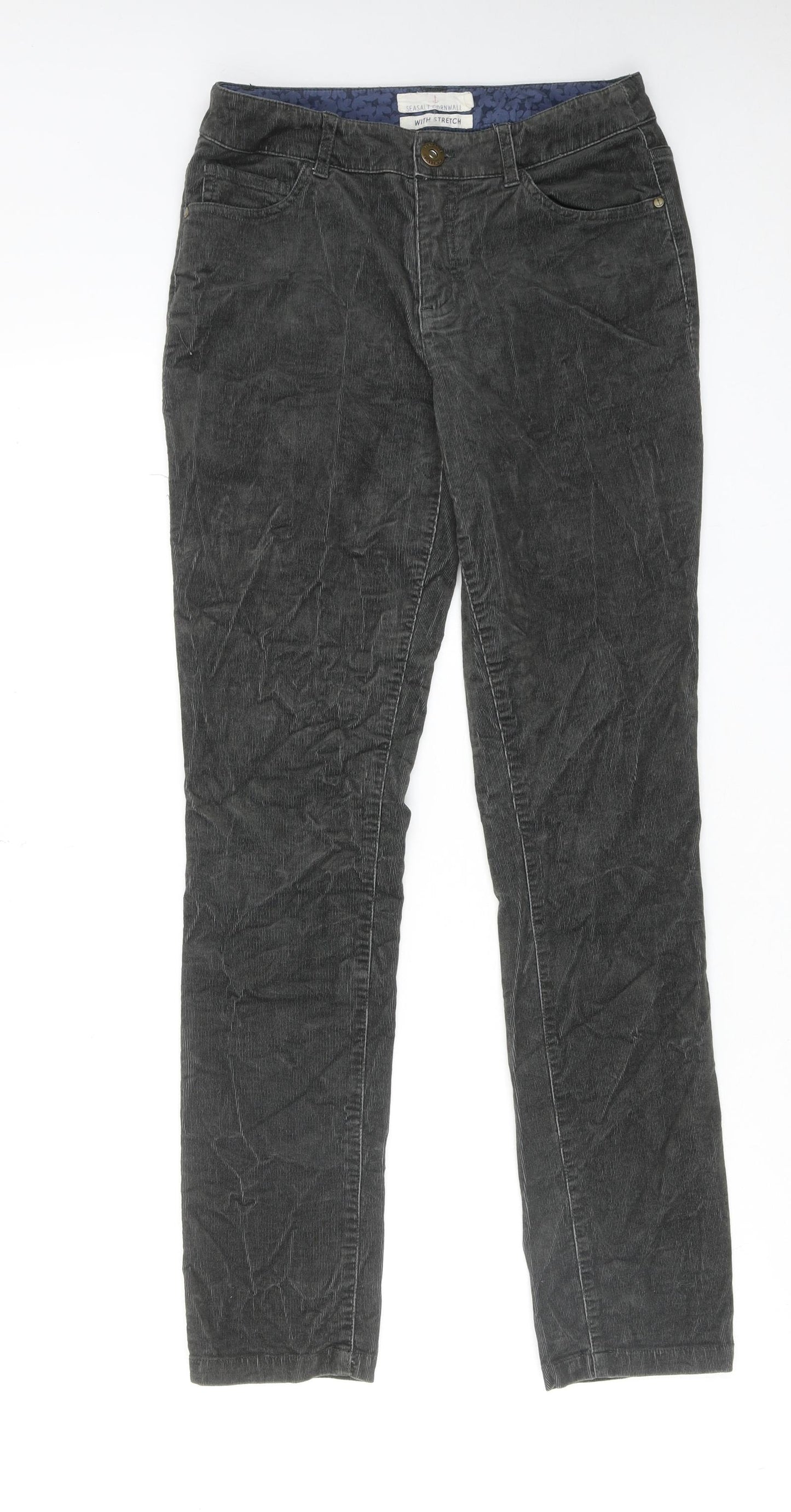 Seasalt Womens Green Cotton Trousers Size 8 L29 in Regular Zip