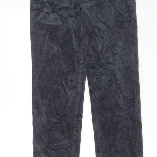Marks and Spencer Mens Blue Cotton Trousers Size 30 in L31 in Regular Zip