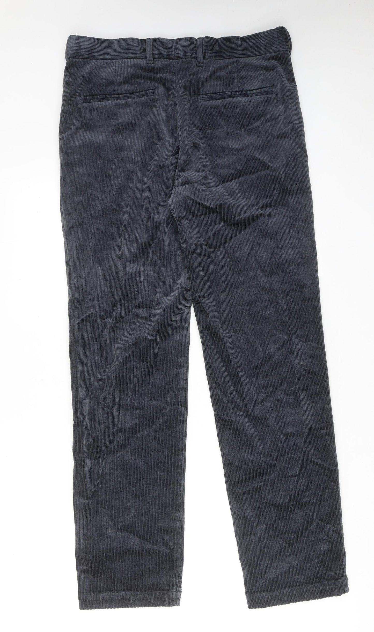 Marks and Spencer Mens Blue Cotton Trousers Size 30 in L31 in Regular Zip