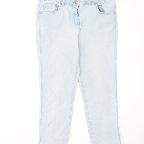 George Womens Blue Cotton Straight Jeans Size 12 L22 in Regular Zip