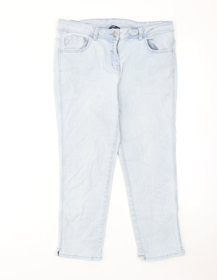 George Womens Blue Cotton Straight Jeans Size 12 L22 in Regular Zip