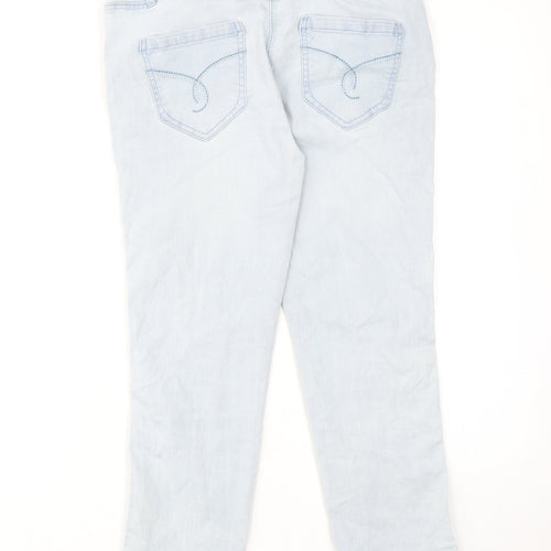 George Womens Blue Cotton Straight Jeans Size 12 L22 in Regular Zip