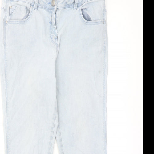 George Womens Blue Cotton Straight Jeans Size 12 L22 in Regular Zip