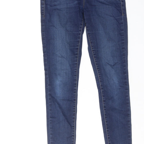 Topshop Womens Blue Cotton Skinny Jeans Size 26 L30 in Regular Zip