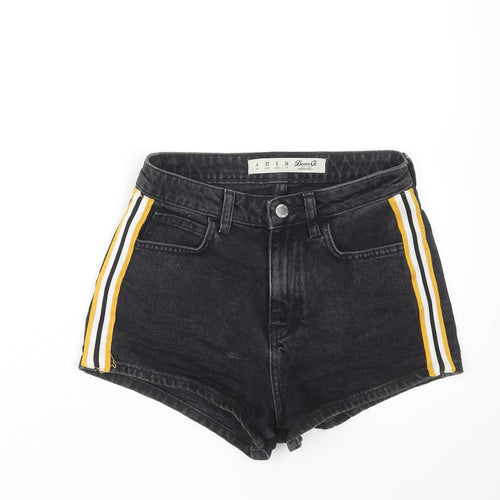 Denim & Co. Womens Black Cotton Hot Pants Shorts Size 4 L3 in Regular Zip