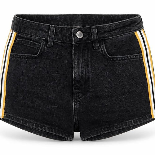 Denim & Co. Womens Black Cotton Hot Pants Shorts Size 4 L3 in Regular Zip