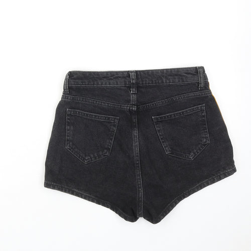 Denim & Co. Womens Black Cotton Hot Pants Shorts Size 4 L3 in Regular Zip