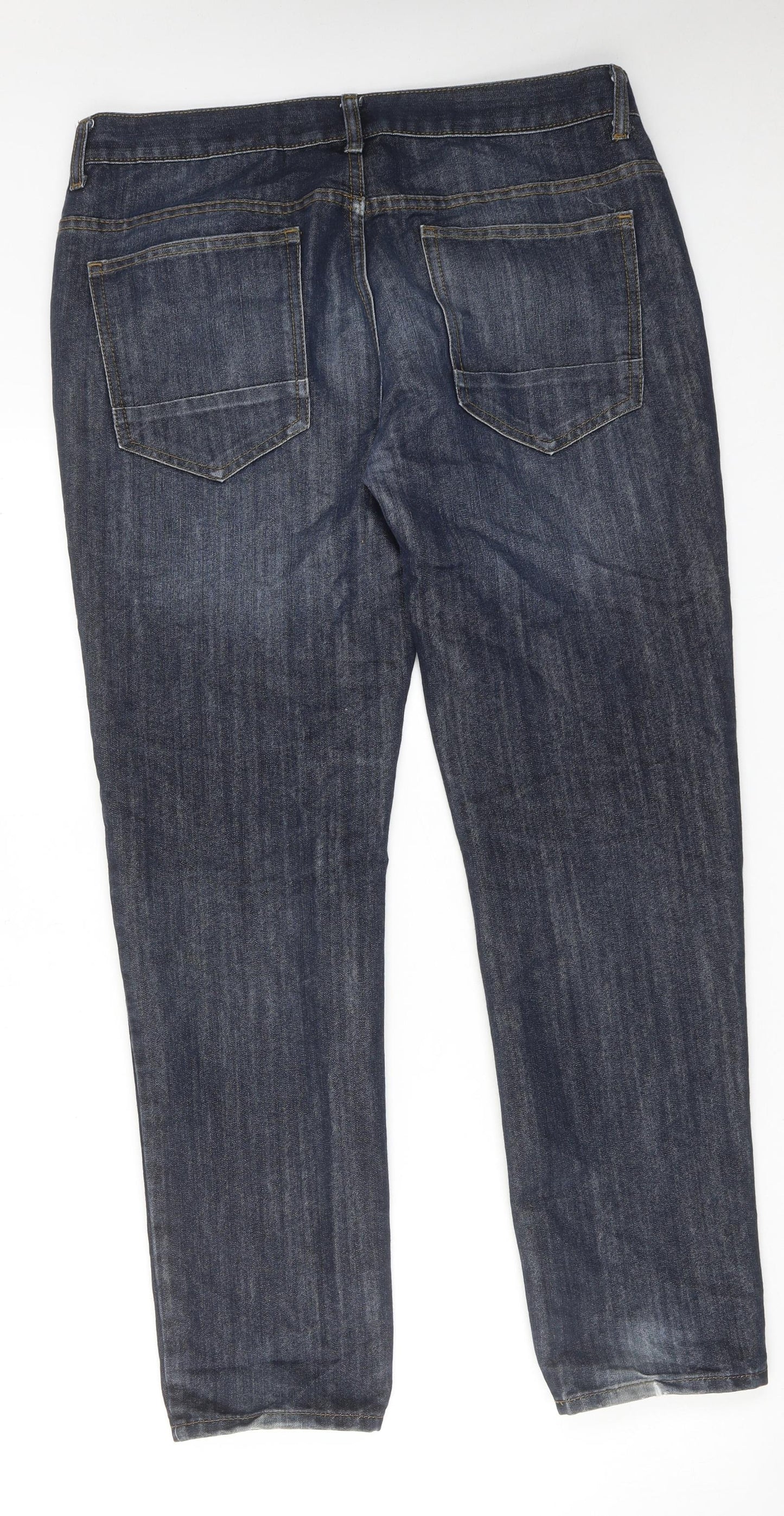 Denim & Co. Mens Blue Cotton Tapered Jeans Size 34 in L30 in Regular Button