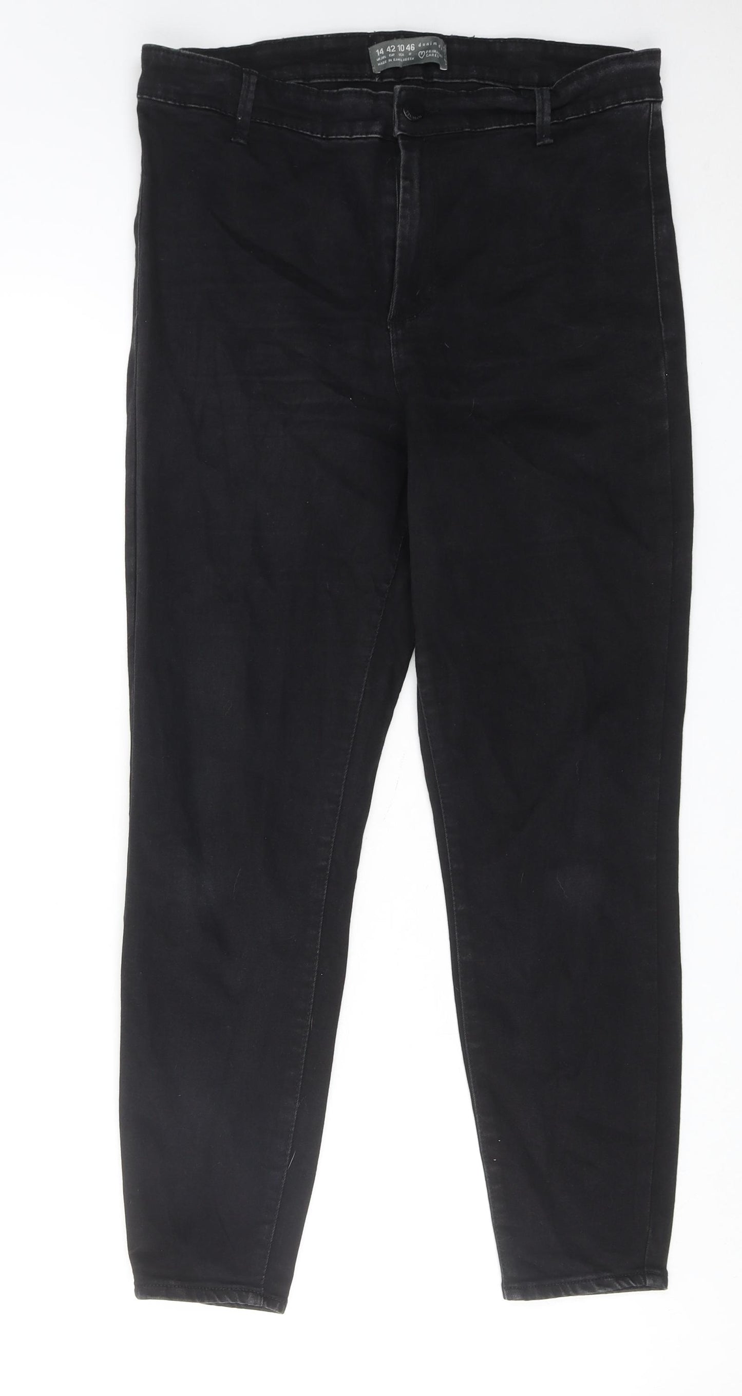 Denim & Co. Womens Black Cotton Skinny Jeans Size 14 L25 in Regular Zip