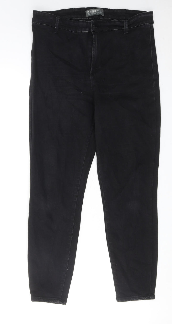 Denim & Co. Womens Black Cotton Skinny Jeans Size 14 L25 in Regular Zip