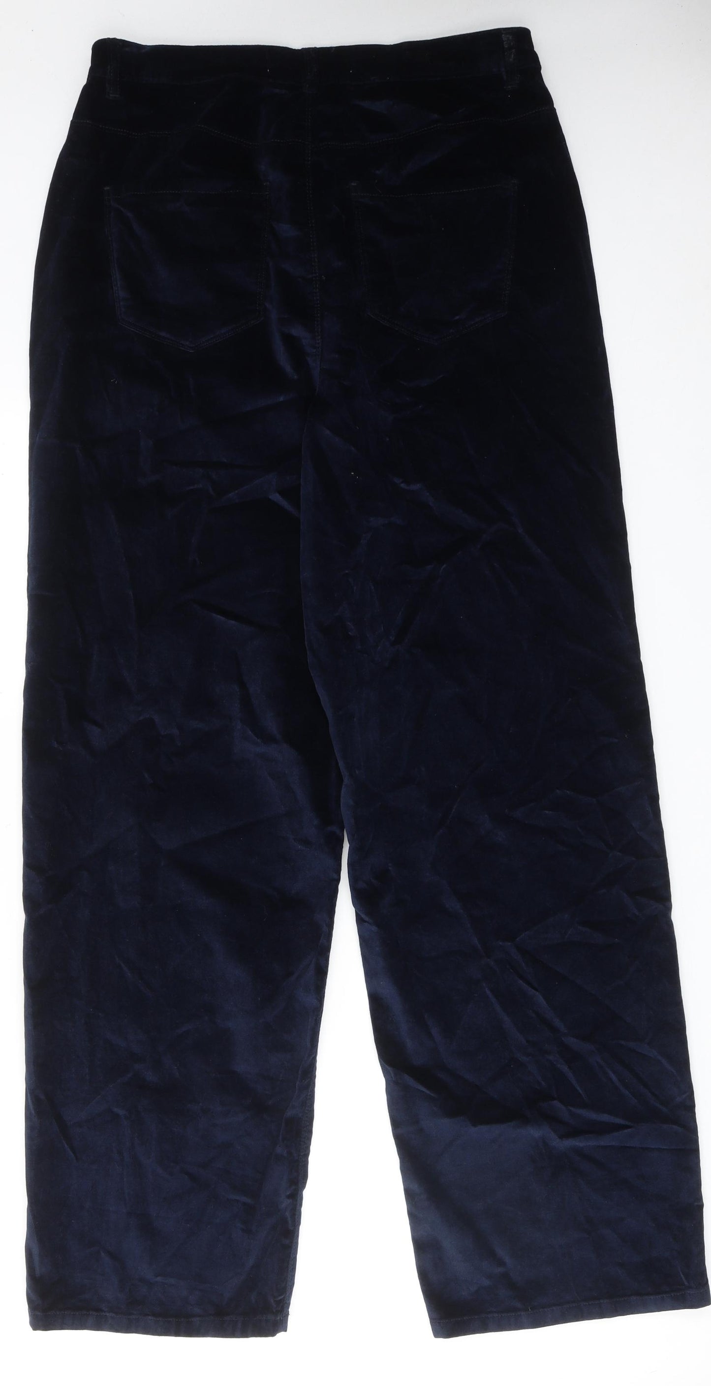 NEXT Womens Blue Cotton Trousers Size 14 L31 in Regular Zip