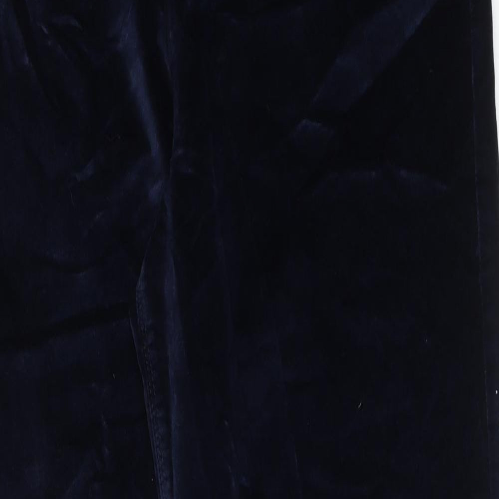 NEXT Womens Blue Cotton Trousers Size 14 L31 in Regular Zip