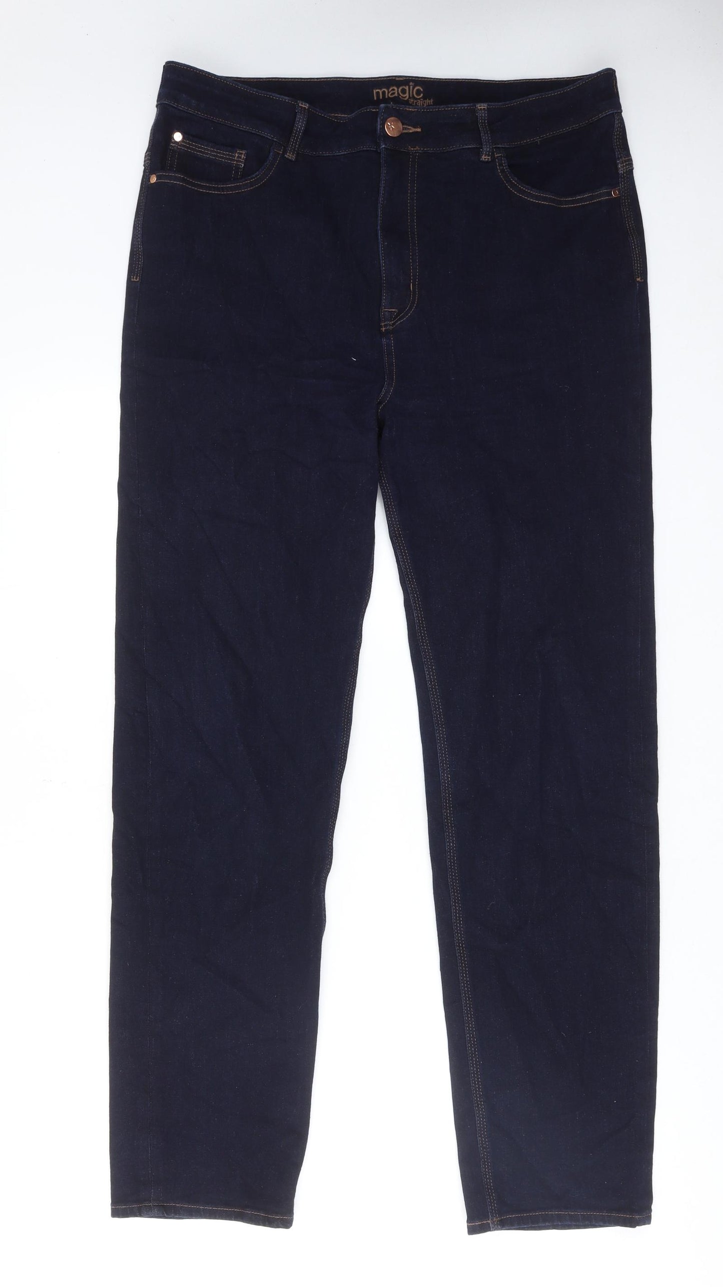 Marks and Spencer Womens Blue Cotton Skinny Jeans Size 16 L30 in Regular Zip