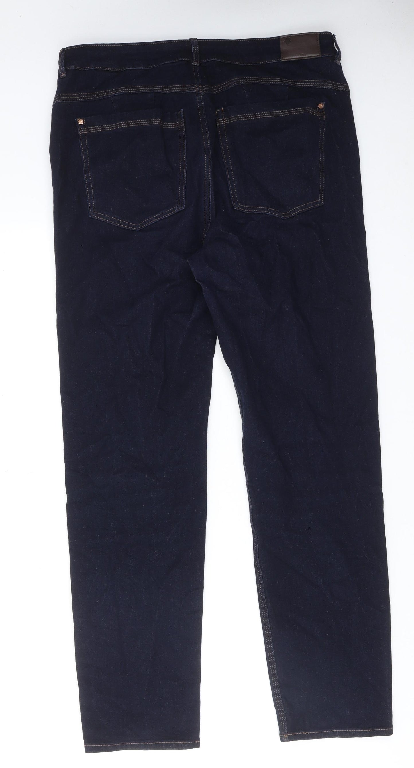 Marks and Spencer Womens Blue Cotton Skinny Jeans Size 16 L30 in Regular Zip