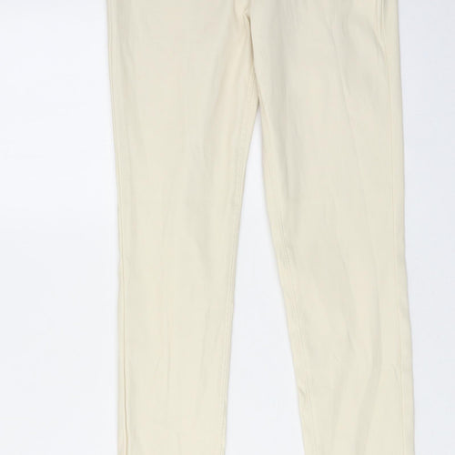 Denim & Co. Womens Ivory Polyester Trousers Size 8 L28 in Regular Zip