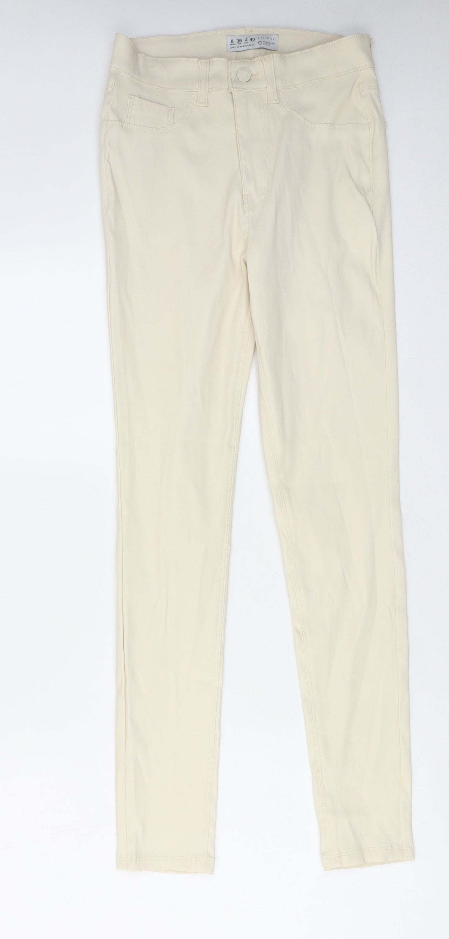 Denim & Co. Womens Ivory Polyester Trousers Size 8 L28 in Regular Zip