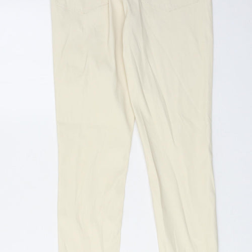 Denim & Co. Womens Ivory Polyester Trousers Size 8 L28 in Regular Zip