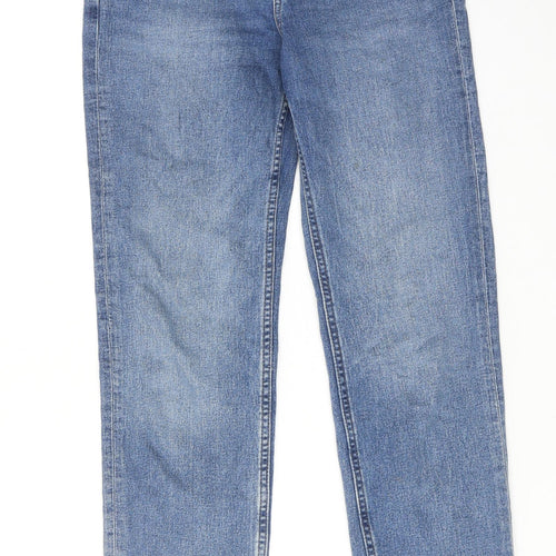 Marks and Spencer Womens Blue Cotton Straight Jeans Size 10 L26 in Regular Zip