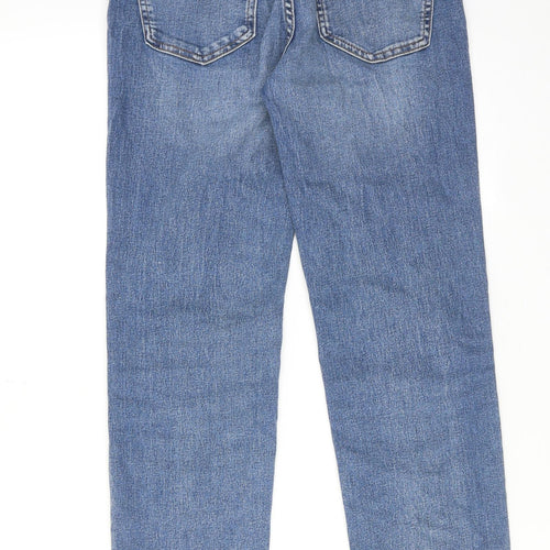 Marks and Spencer Womens Blue Cotton Straight Jeans Size 10 L26 in Regular Zip