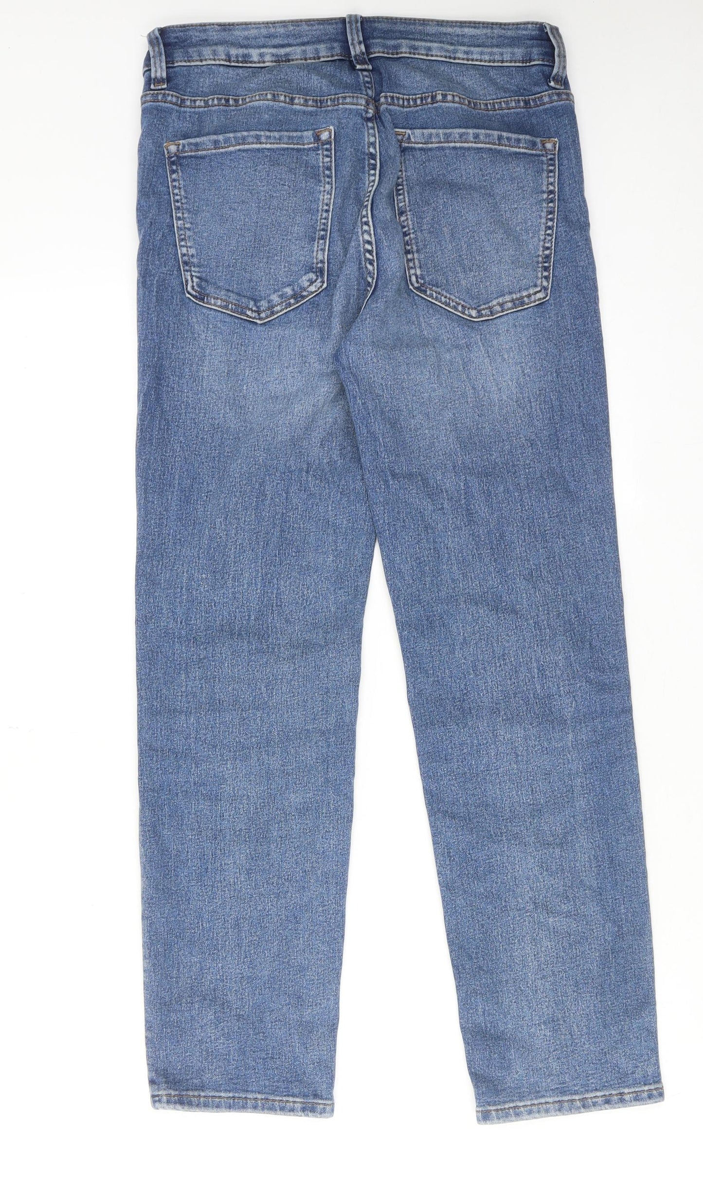 Marks and Spencer Womens Blue Cotton Straight Jeans Size 10 L26 in Regular Zip