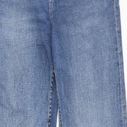 Marks and Spencer Womens Blue Cotton Straight Jeans Size 10 L26 in Regular Zip