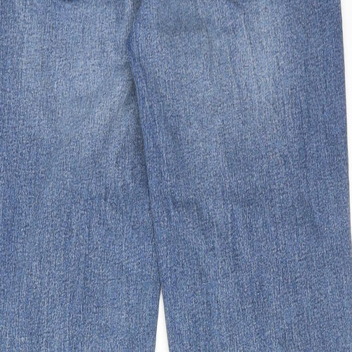 Marks and Spencer Womens Blue Cotton Straight Jeans Size 10 L26 in Regular Zip