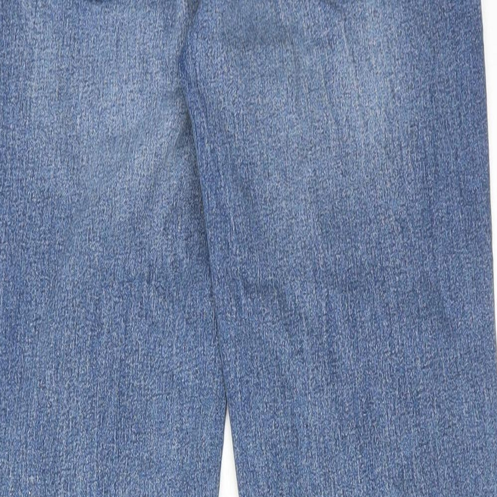 Marks and Spencer Womens Blue Cotton Straight Jeans Size 10 L26 in Regular Zip