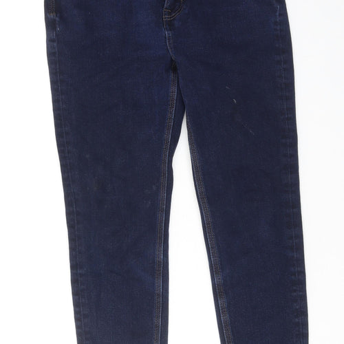 Marks and Spencer Womens Blue Cotton Skinny Jeans Size 10 L24 in Regular Zip