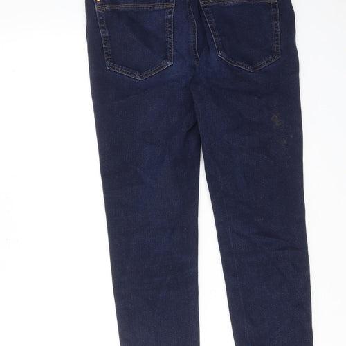 Marks and Spencer Womens Blue Cotton Skinny Jeans Size 10 L24 in Regular Zip