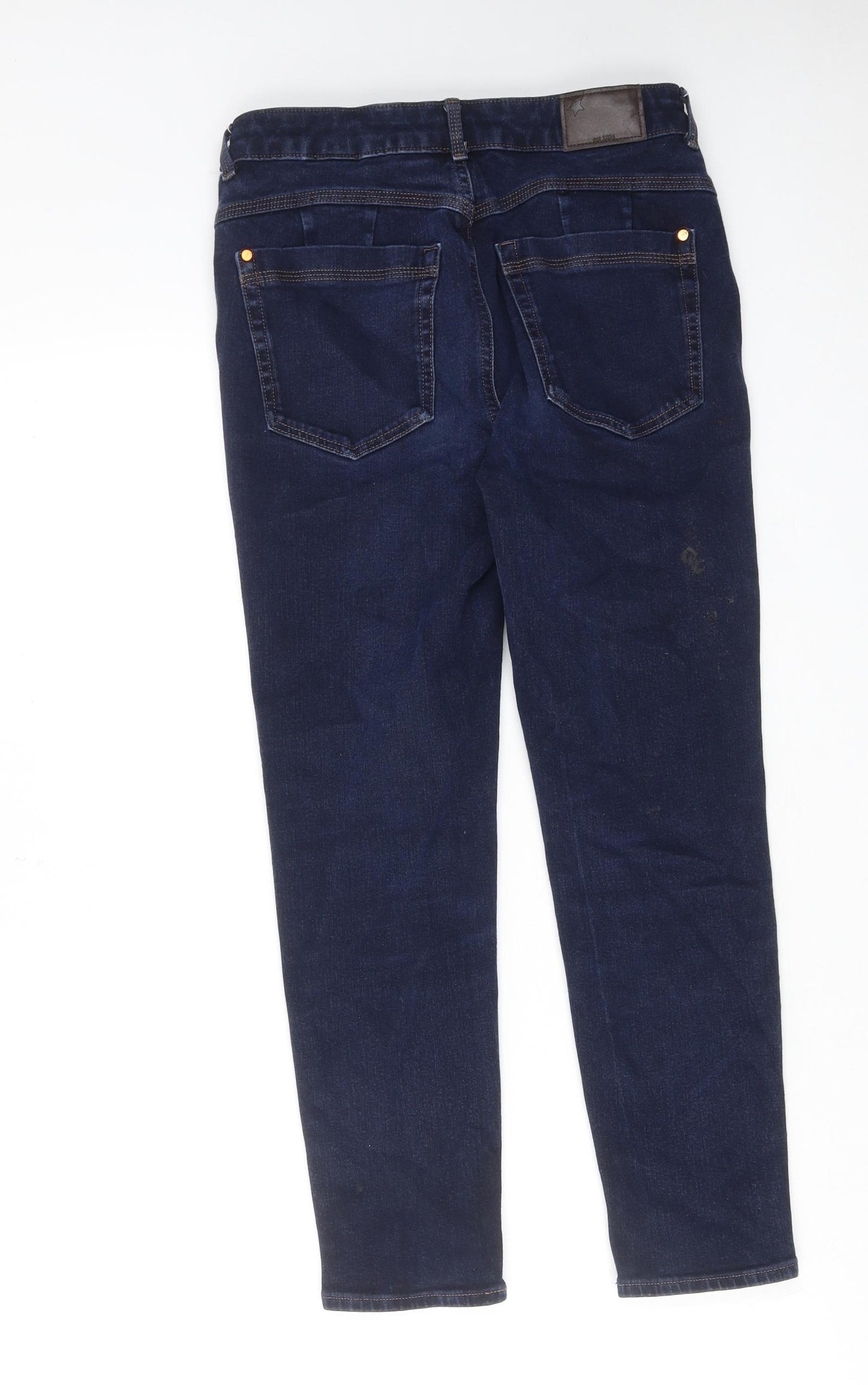 Marks and Spencer Womens Blue Cotton Skinny Jeans Size 10 L24 in Regular Zip