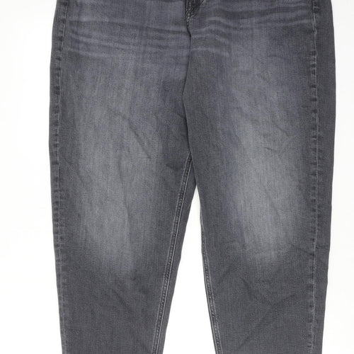 Marks and Spencer Womens Grey Cotton Tapered Jeans Size 8 L29 in Regular Zip