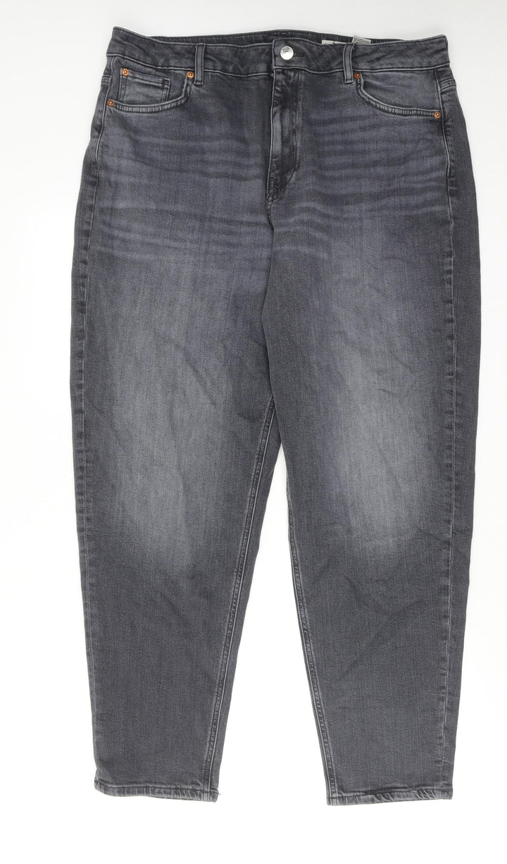Marks and Spencer Womens Grey Cotton Tapered Jeans Size 8 L29 in Regular Zip