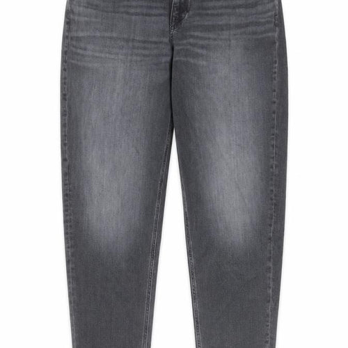 Marks and Spencer Womens Grey Cotton Tapered Jeans Size 8 L29 in Regular Zip