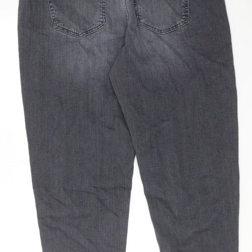 Marks and Spencer Womens Grey Cotton Tapered Jeans Size 8 L29 in Regular Zip