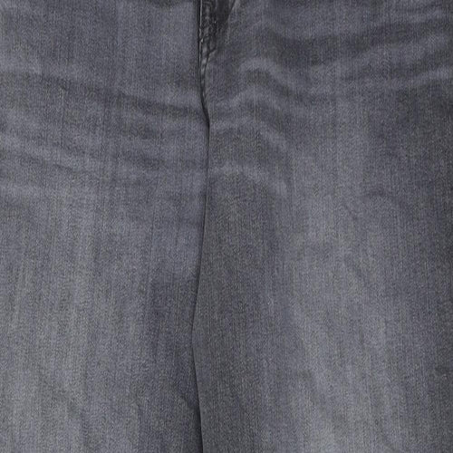 Marks and Spencer Womens Grey Cotton Tapered Jeans Size 8 L29 in Regular Zip